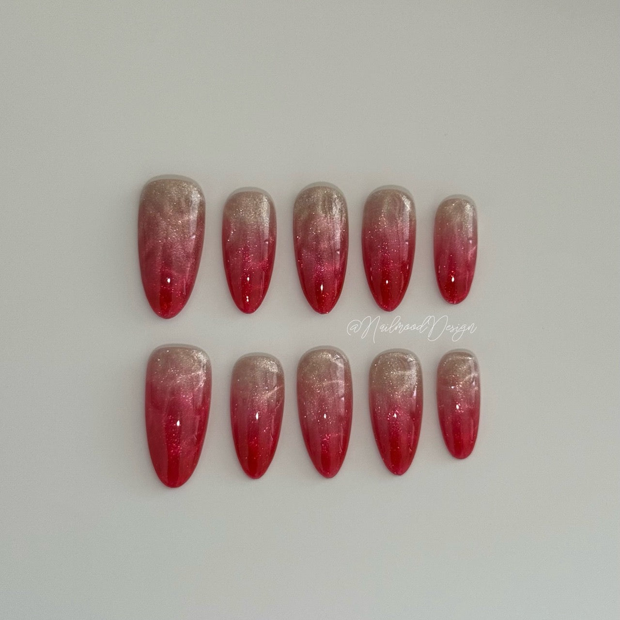 Crimson Ripple Glow press-ons