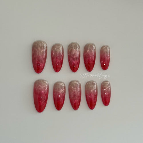 Crimson Ripple Glow press-ons