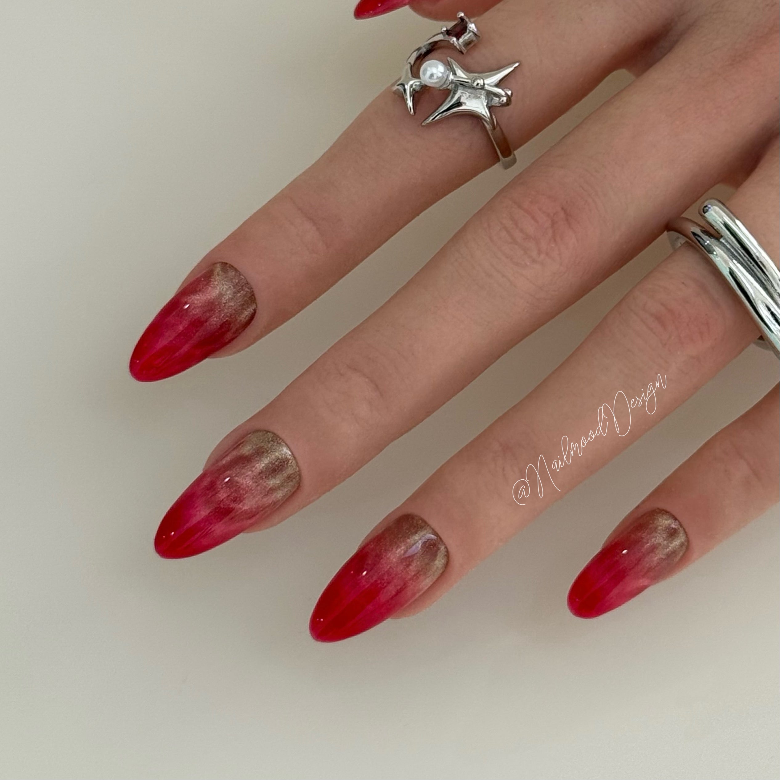 Crimson Ripple Glow press-ons