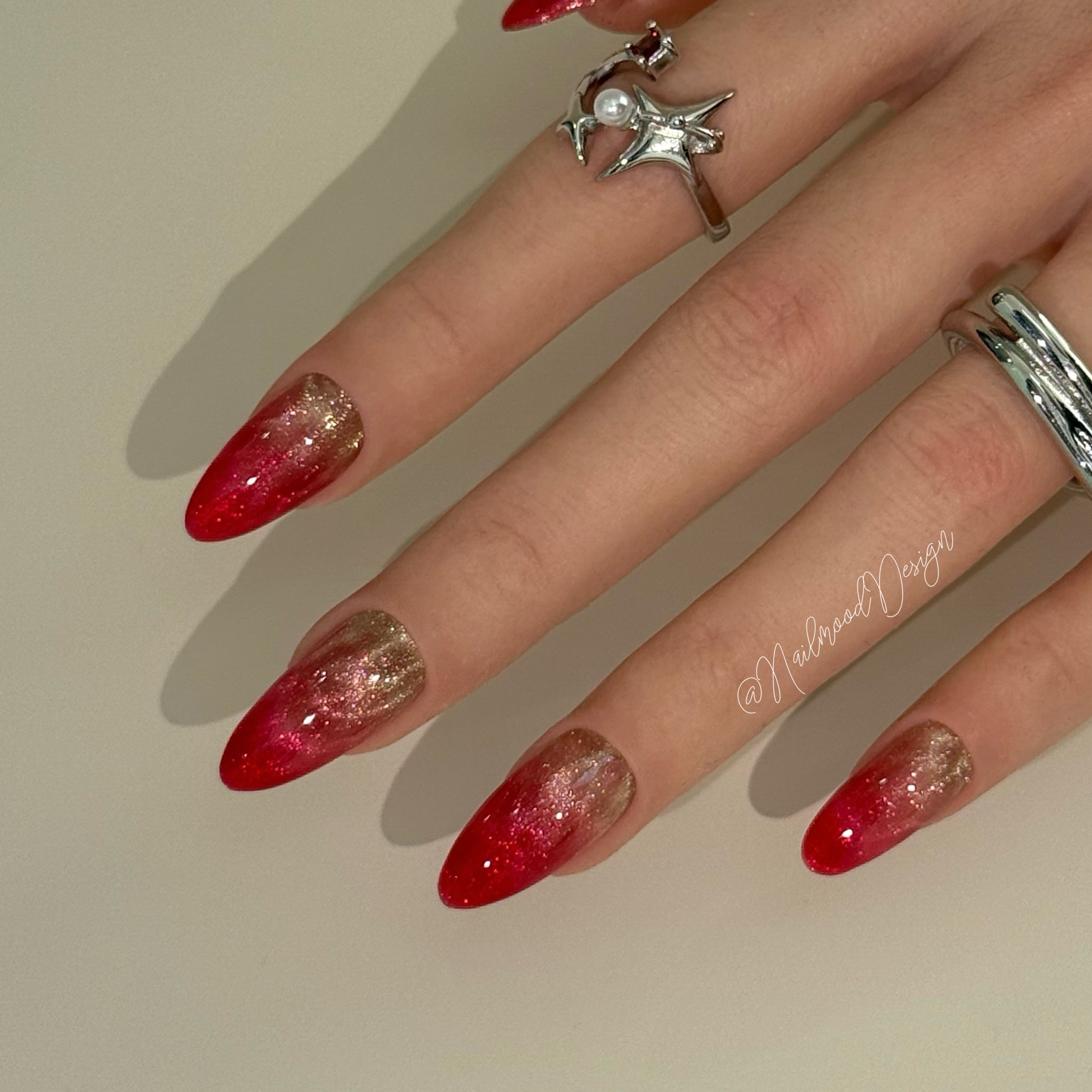 Crimson Ripple Glow press-ons