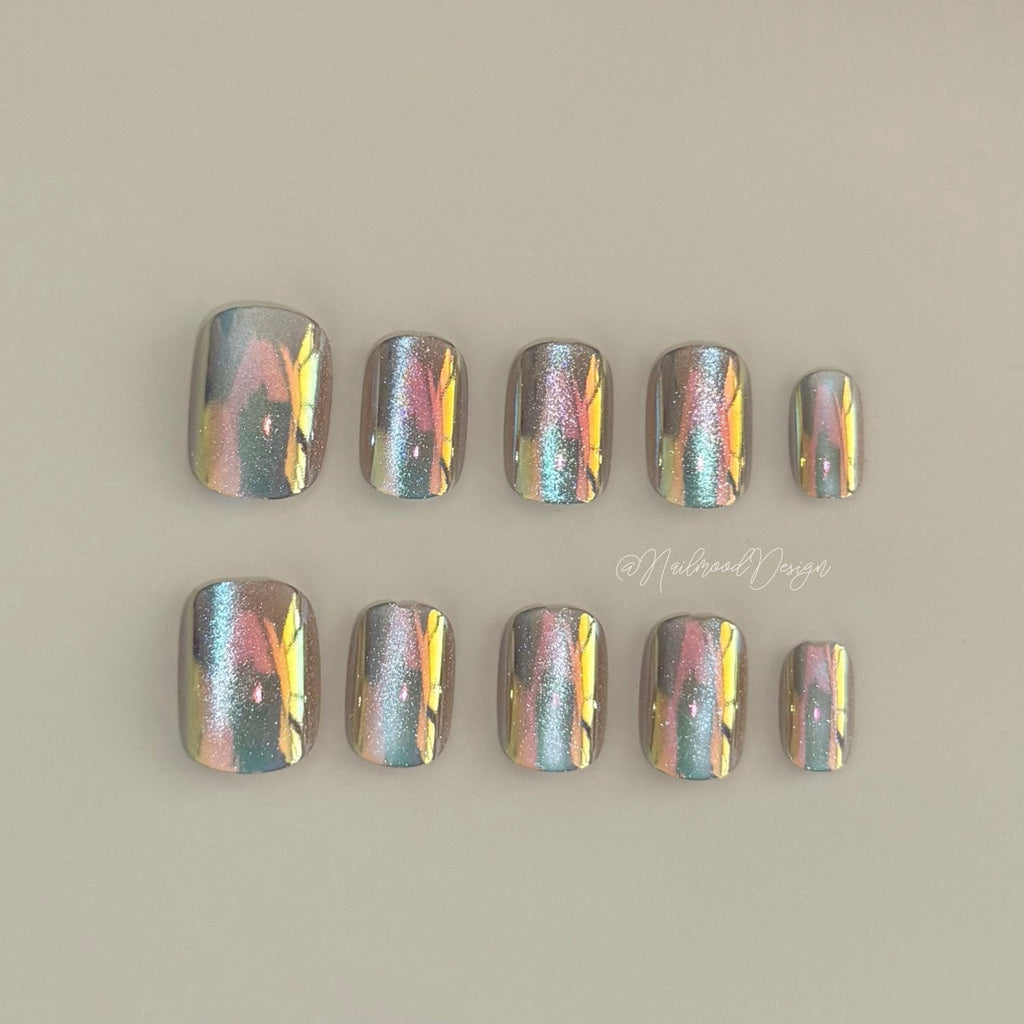 Neon Nebula Press-ons Short Square