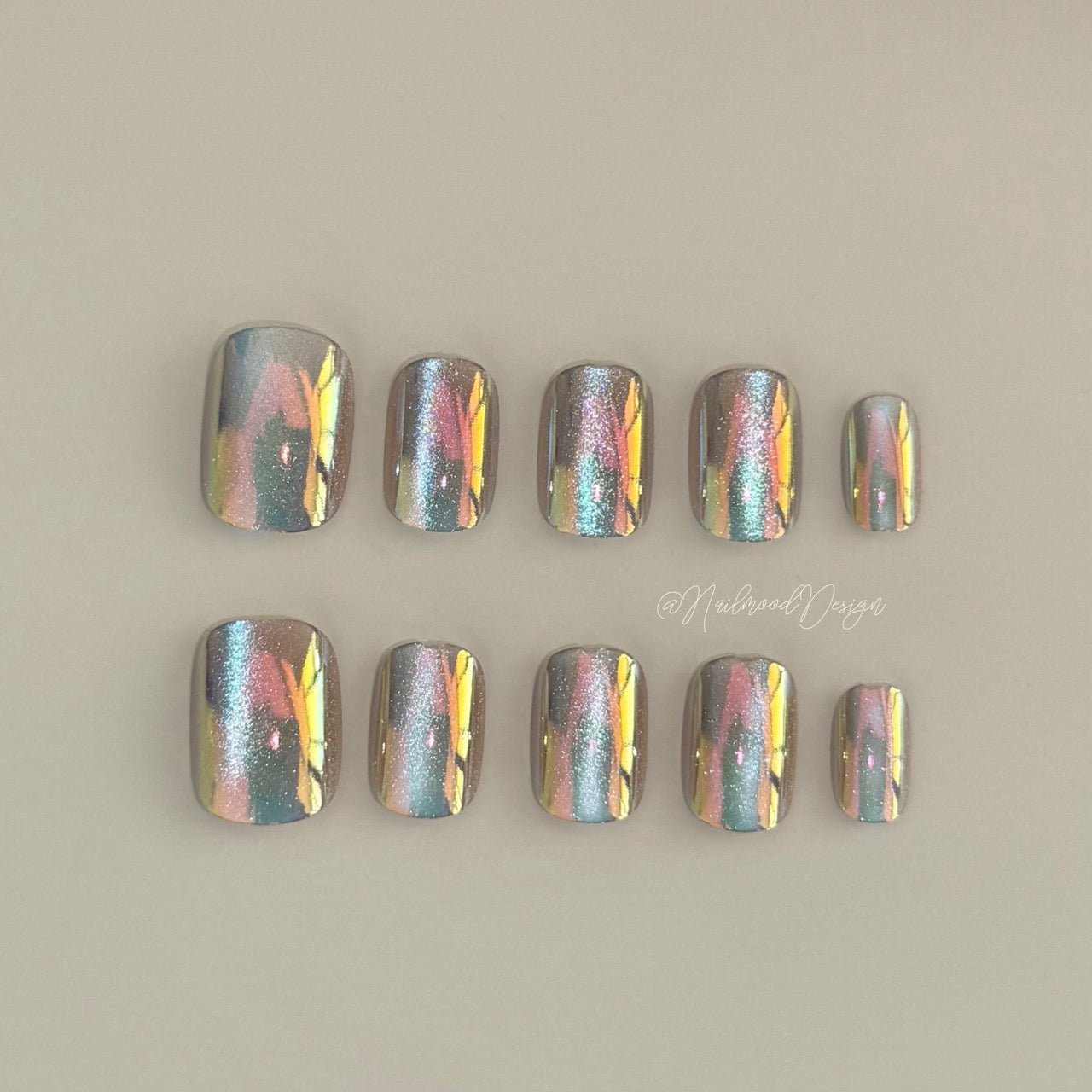 Neon Nebula Press-ons Short Square