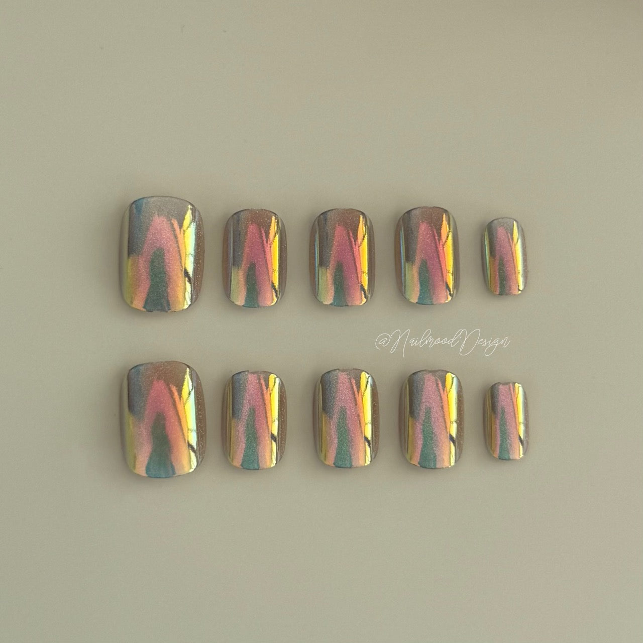 Neon Nebula Press-ons Short Square