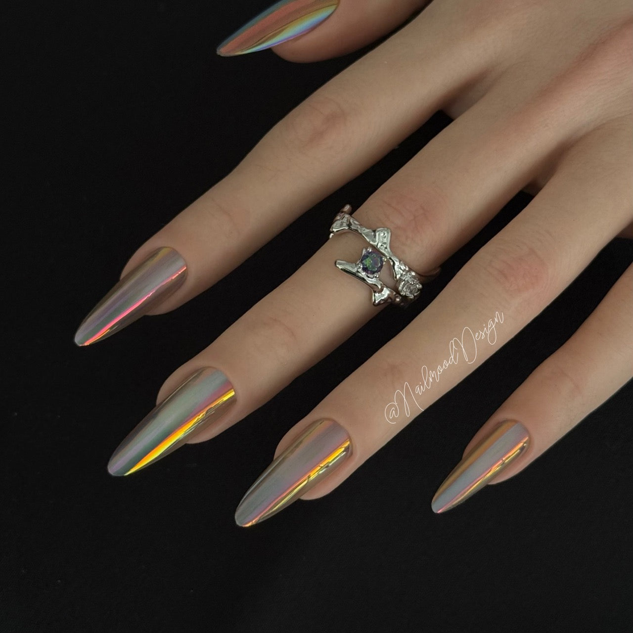 Neon Nebula Press-ons Long Oval