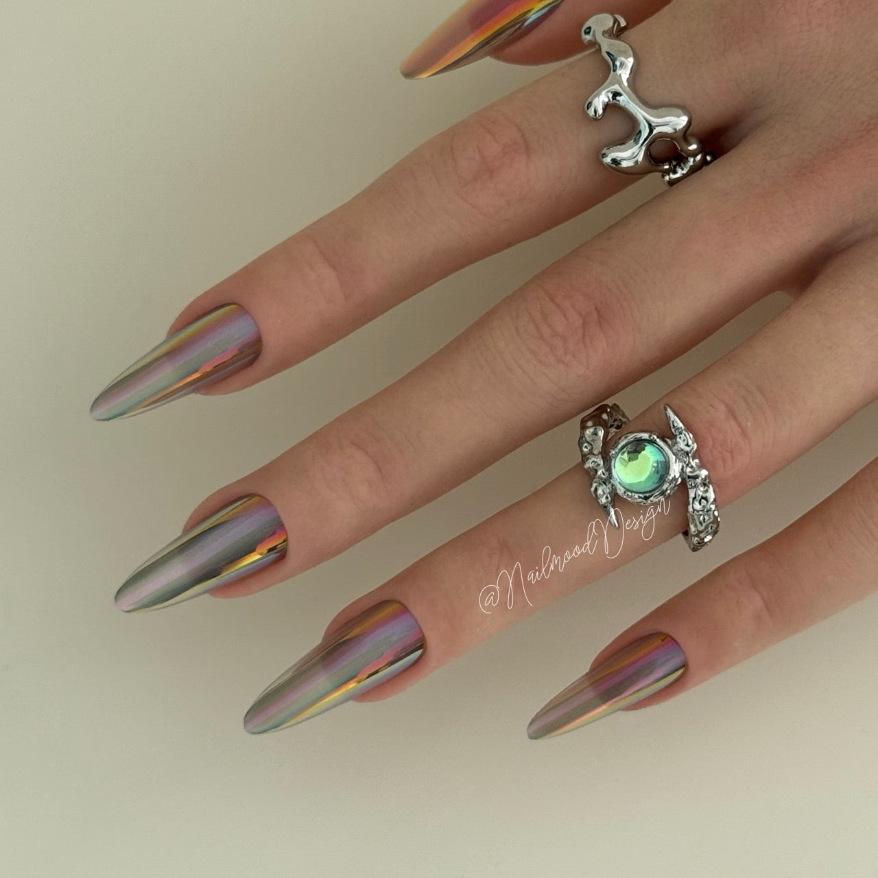 Neon Nebula Press-ons Long Oval