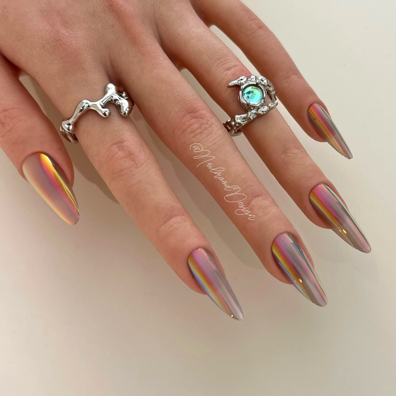 Neon Nebula Press-ons Long Oval